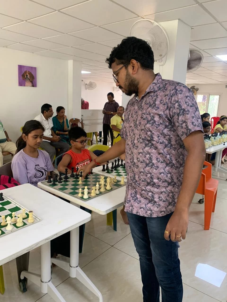 Chess students learning